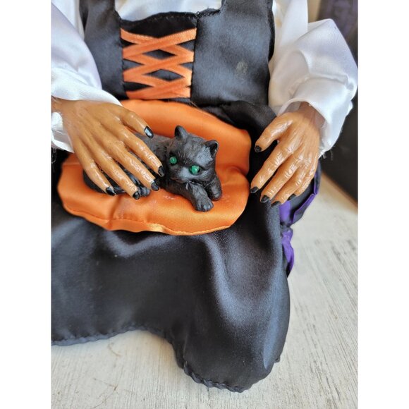 Gemmy AS IS animated witch petting cat Halloween prop decor - Picture 9 of 11
